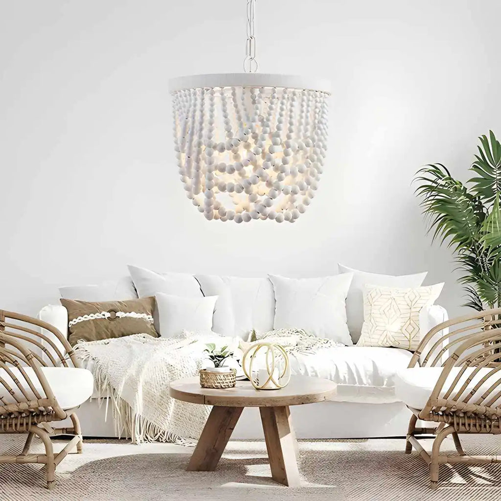 Retro Wooden Bead Chandelier for Dining Room | Desfino