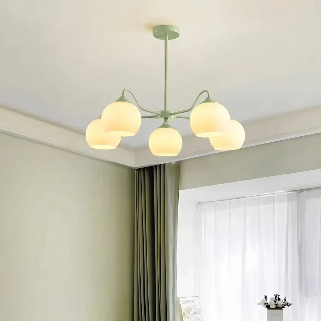 Ribbed Glass Matcha Chandelier | Desfino