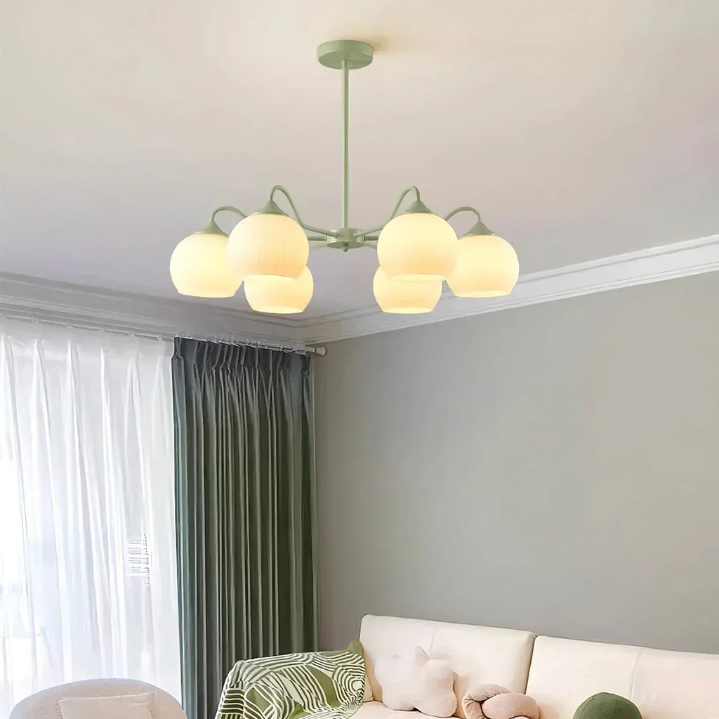 Ribbed Glass Matcha Chandelier | Desfino