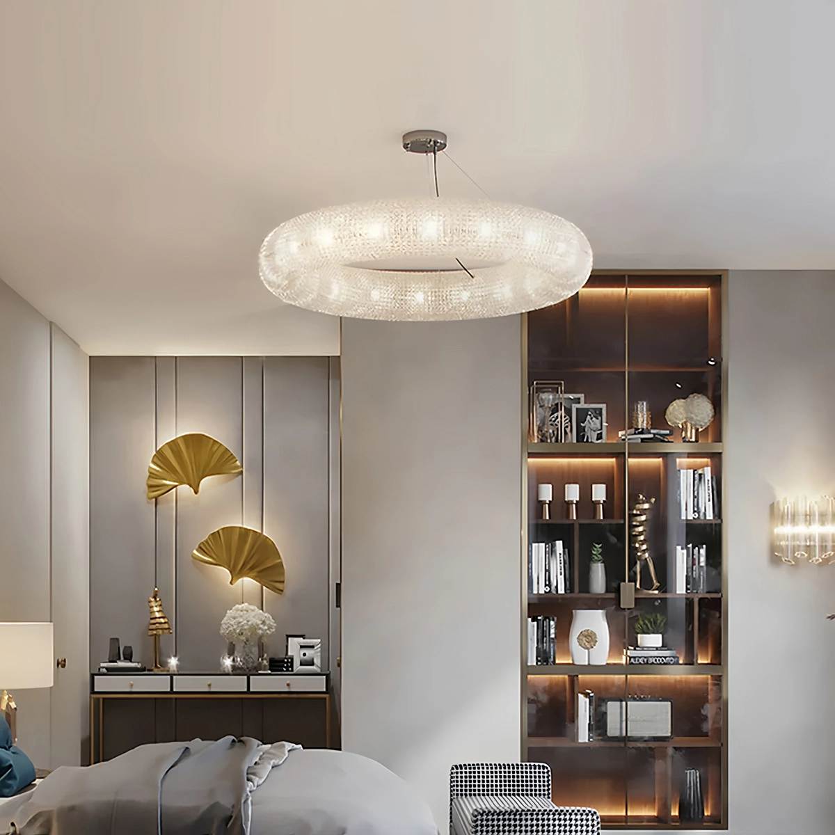 Riddle Round Crystal Led Ring Chandelier | Desfino