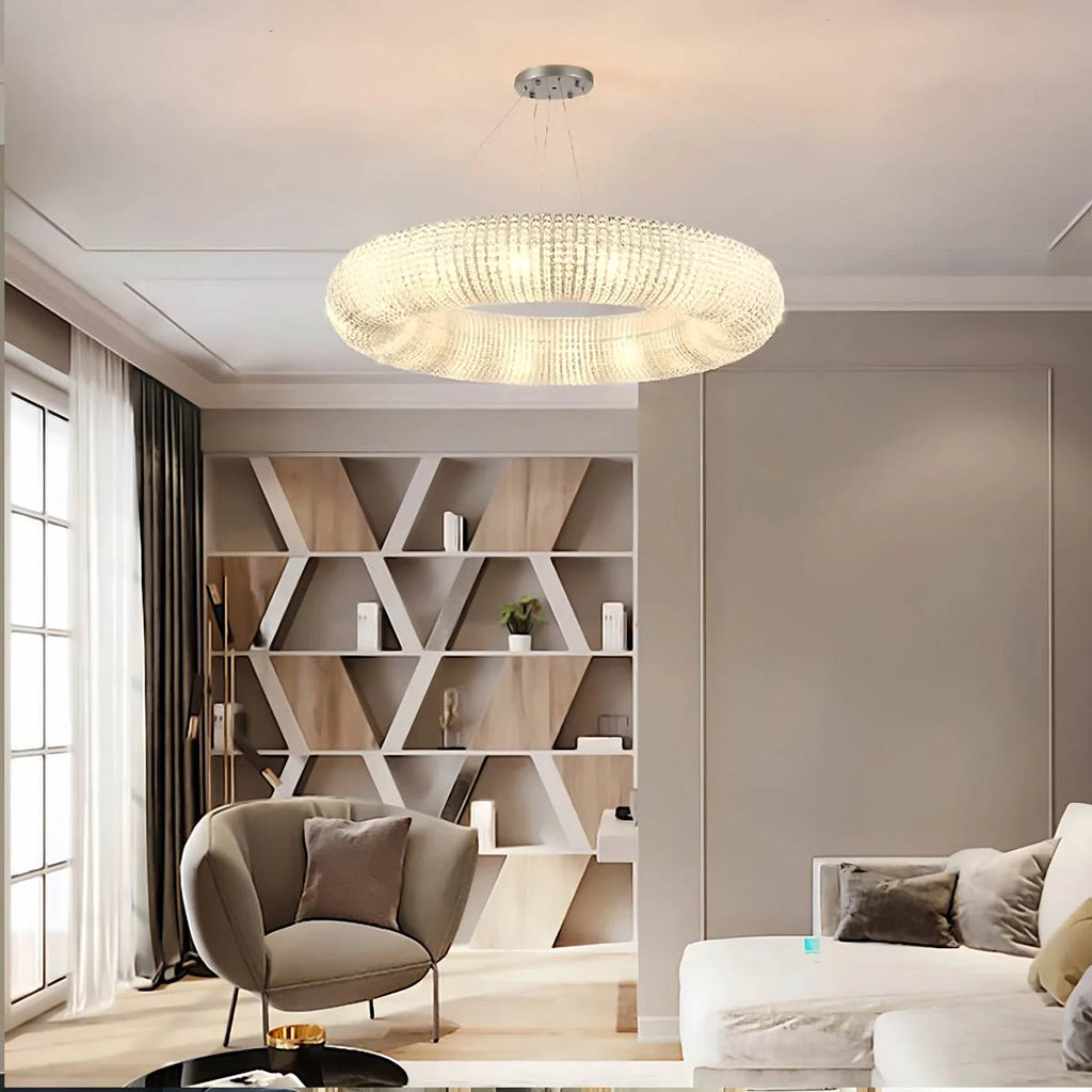 Riddle Round Crystal Led Ring Chandelier | Desfino