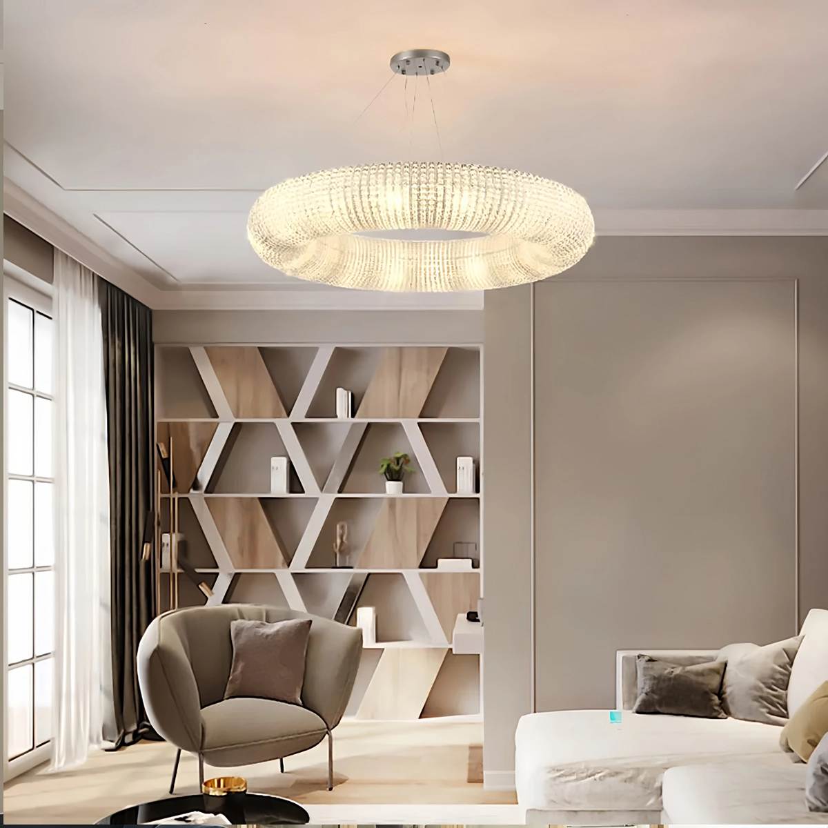 Riddle Round Crystal Led Ring Chandelier | Desfino