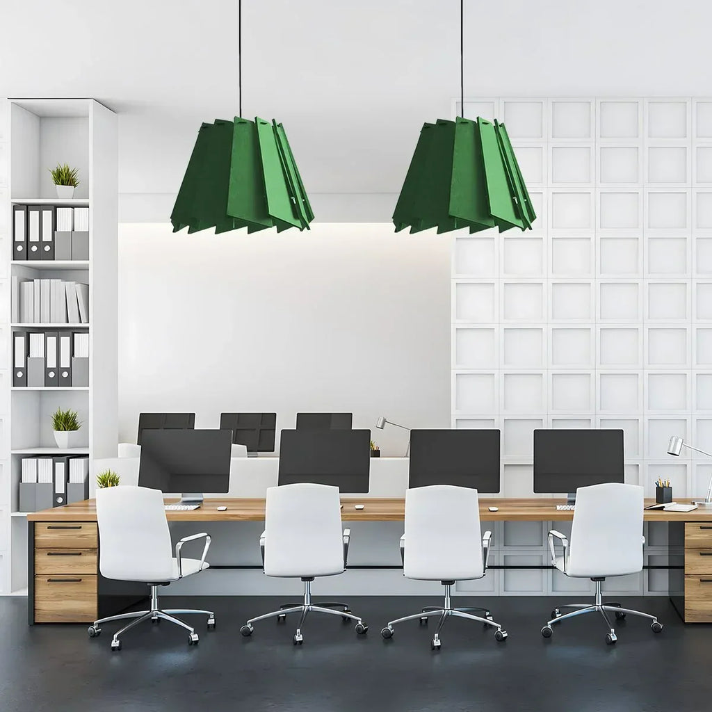 Drehbare Akustik-Pendelleuchte in Blattform für Wohnzimmer und Büro | Desfino