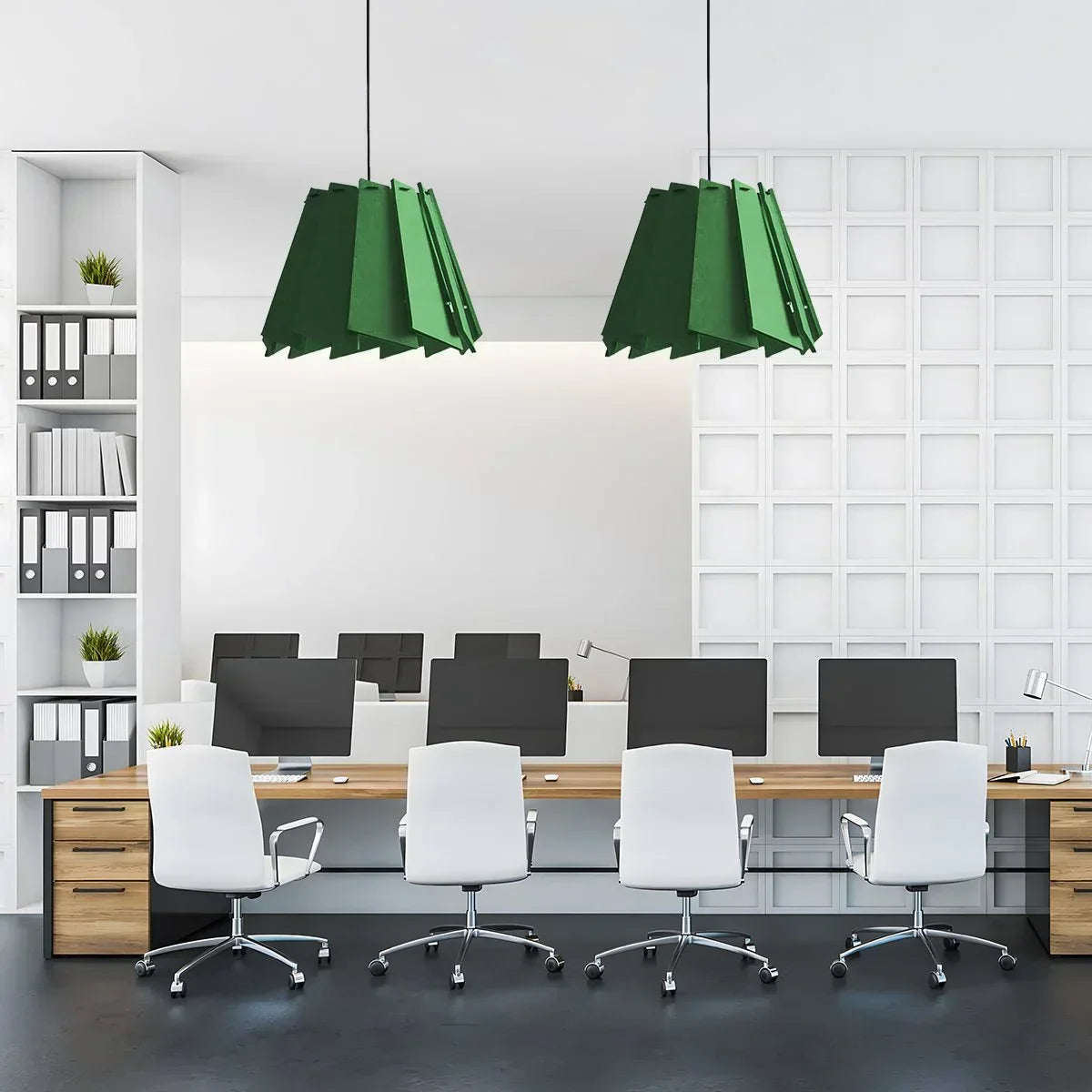 Drehbare Akustik-Pendelleuchte in Blattform für Wohnzimmer und Büro | Desfino