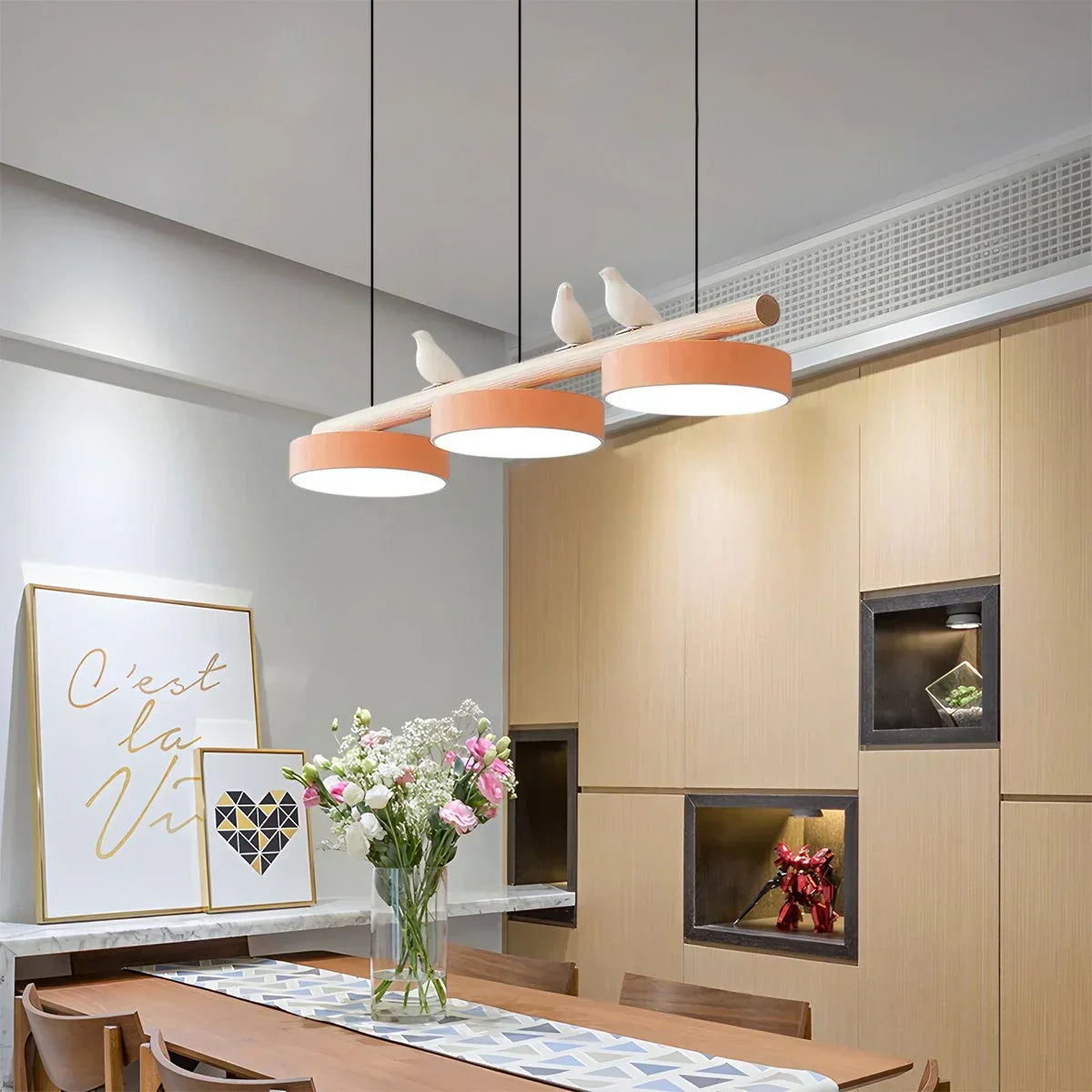 Modern Bird Perch Linear Chandelier for Dining Room | Desfino