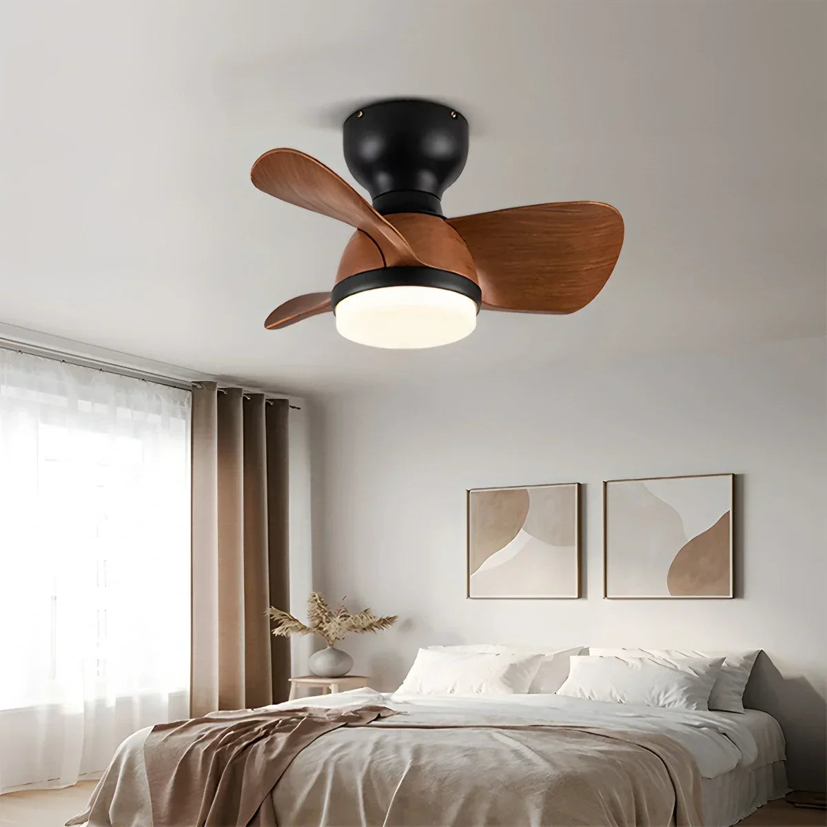 Small Flush Mount Ceiling Fan with Light | Desfino