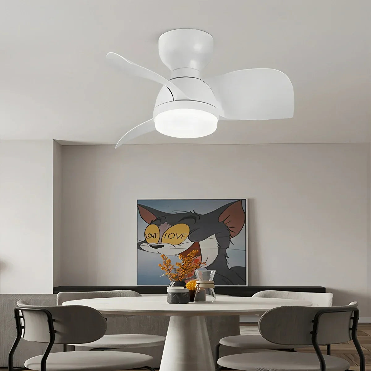 Small Flush Mount Ceiling Fan with Light | Desfino
