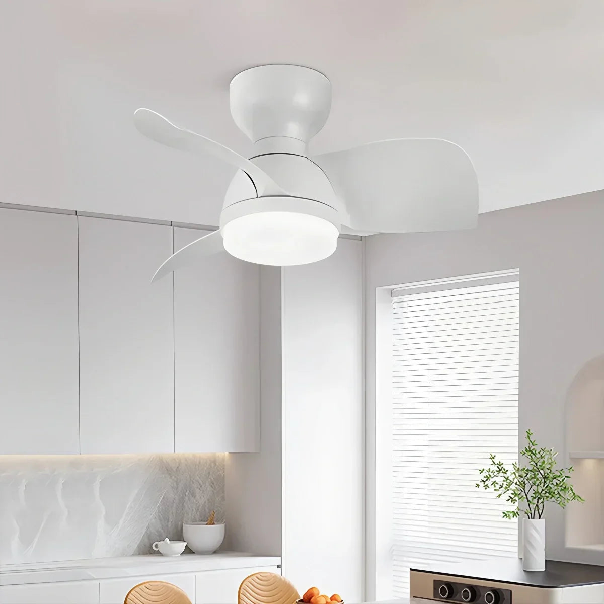 Small Flush Mount Ceiling Fan with Light | Desfino