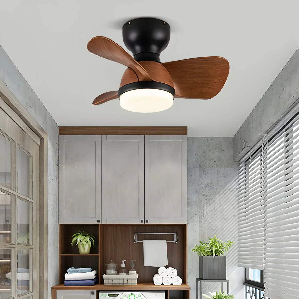 Small Flush Mount Ceiling Fan with Light | Desfino
