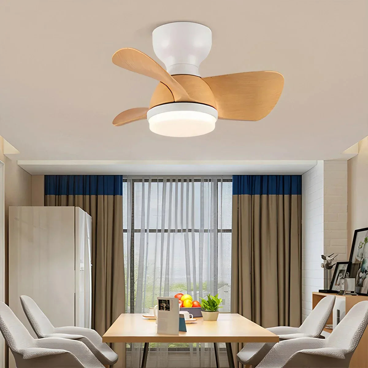 Small Flush Mount Ceiling Fan with Light | Desfino