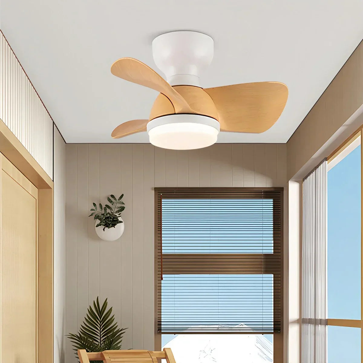 Small Flush Mount Ceiling Fan with Light | Desfino