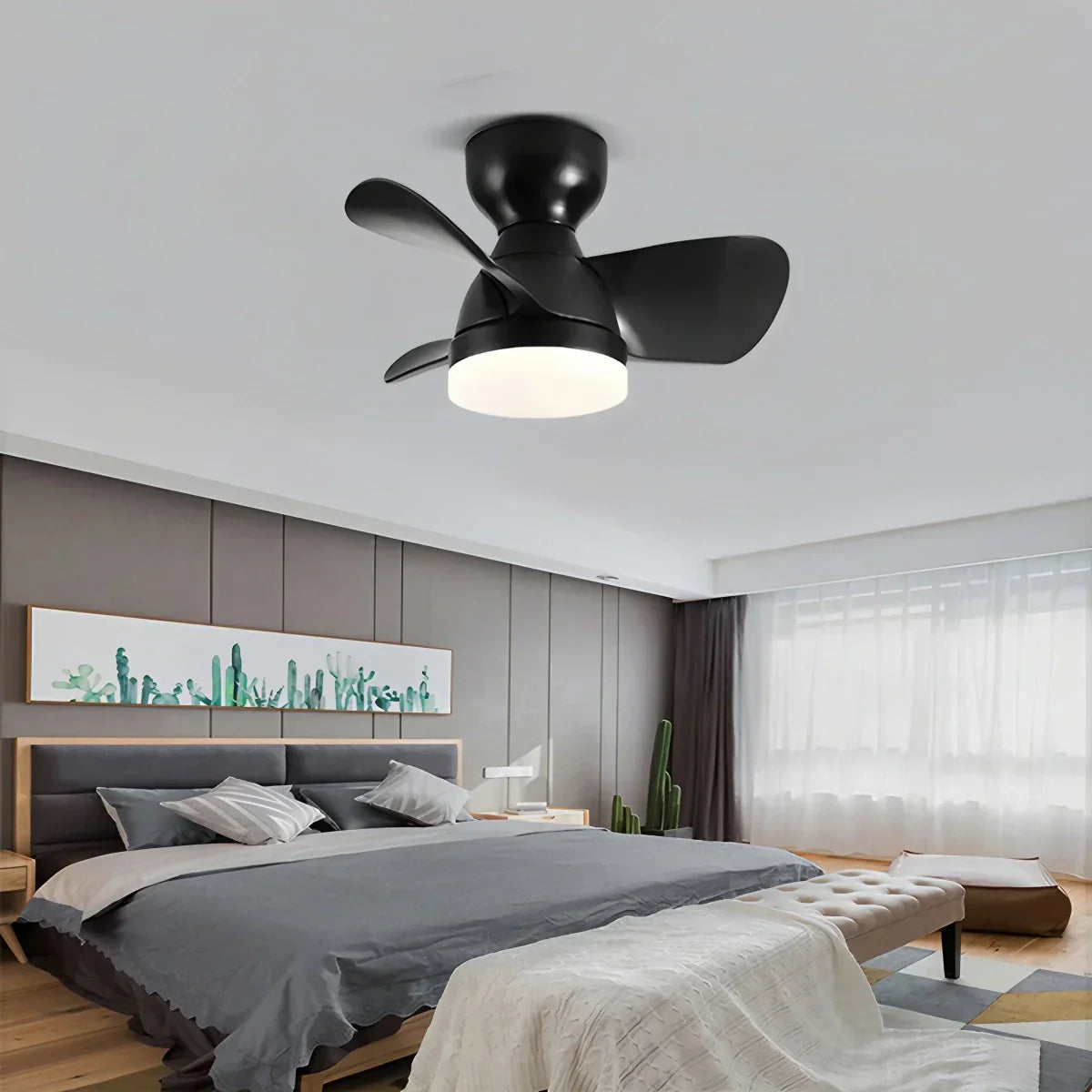Small Flush Mount Ceiling Fan with Light | Desfino
