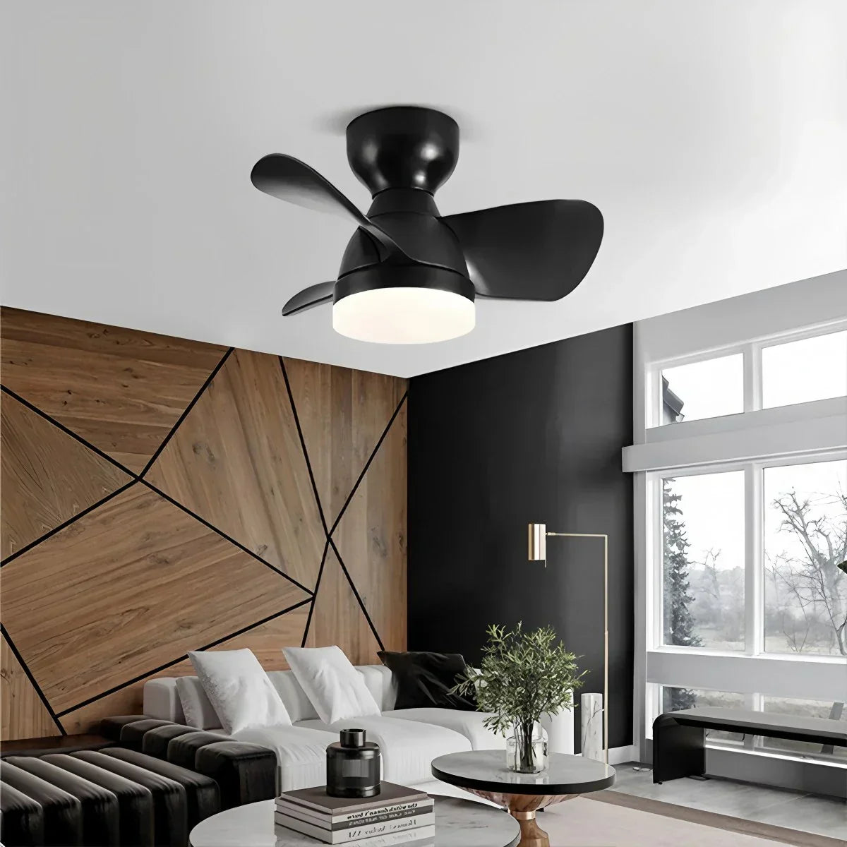 Small Flush Mount Ceiling Fan with Light | Desfino