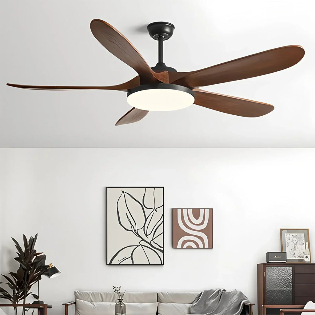Deckenventilator mit 5 Holzblättern und Licht | Desfino