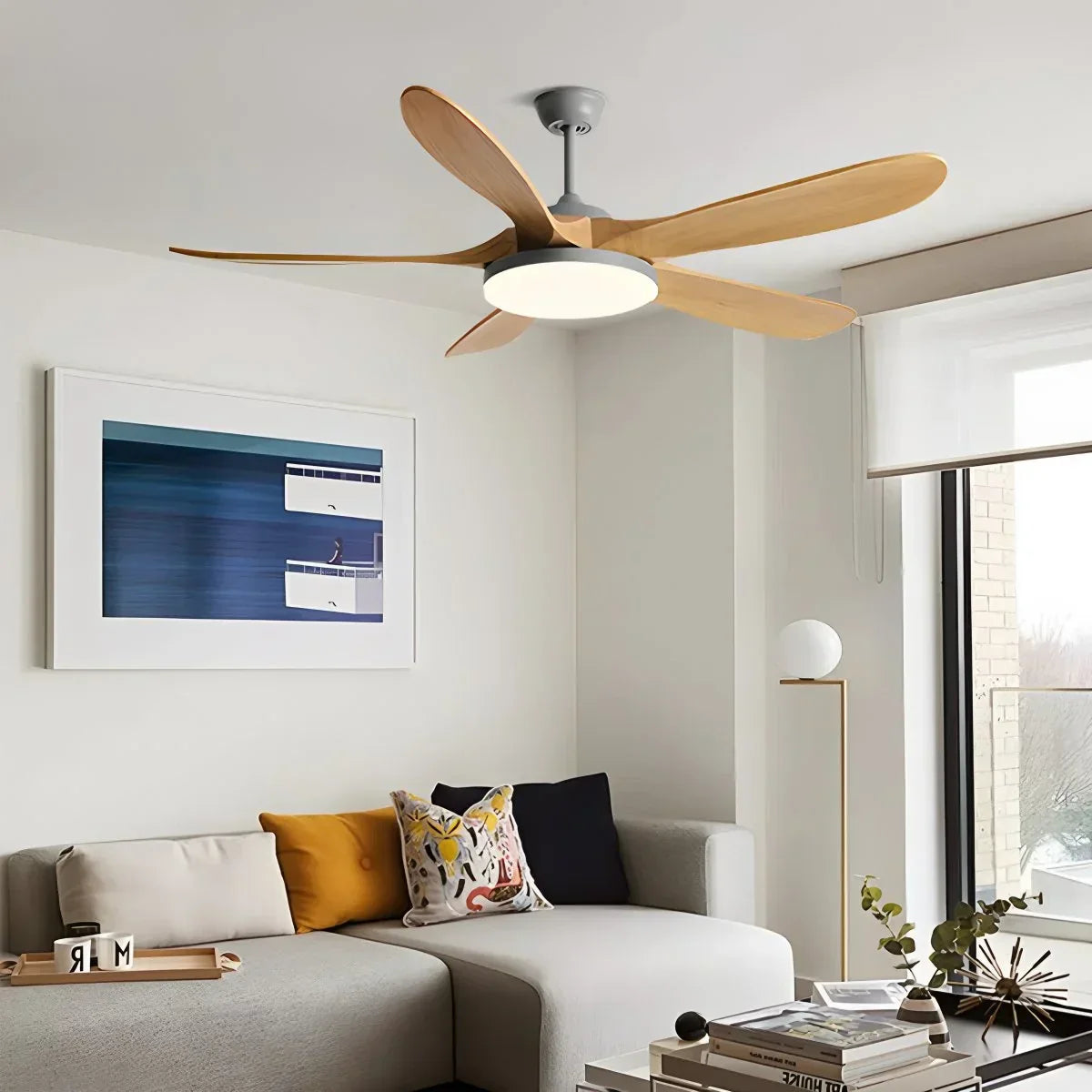 Deckenventilator mit 5 Holzblättern und Licht | Desfino