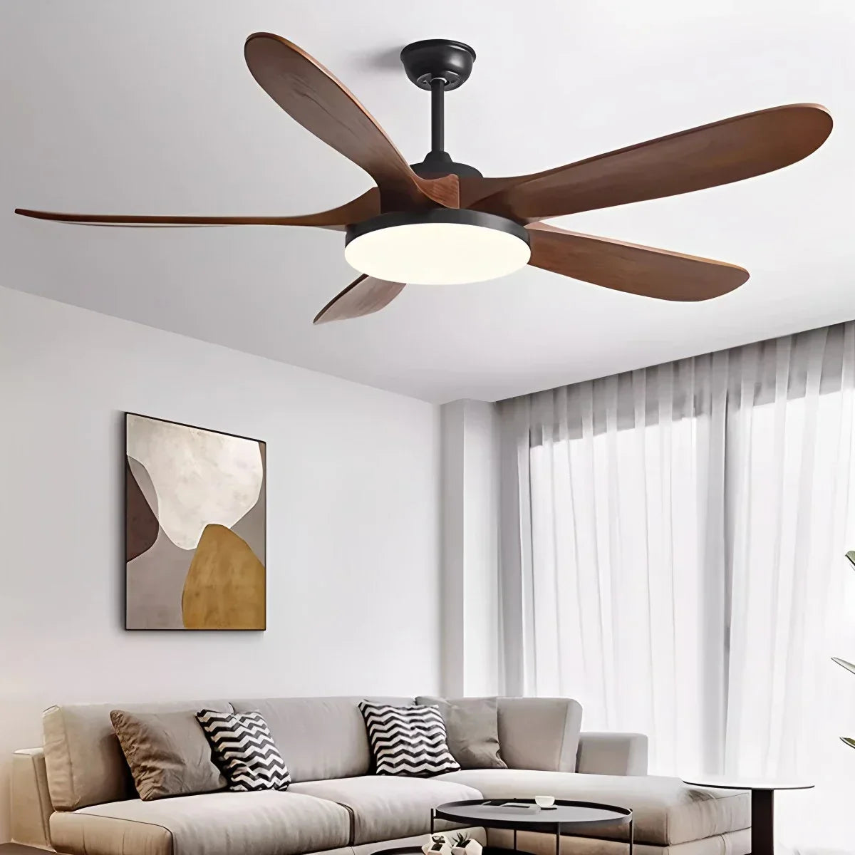 Deckenventilator mit 5 Holzblättern und Licht | Desfino