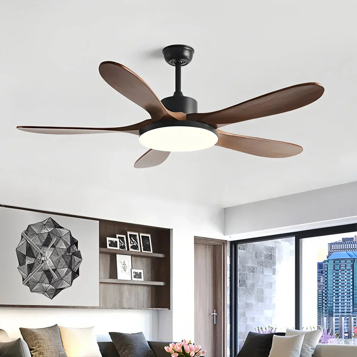 Deckenventilator mit 5 Holzblättern und Licht | Desfino