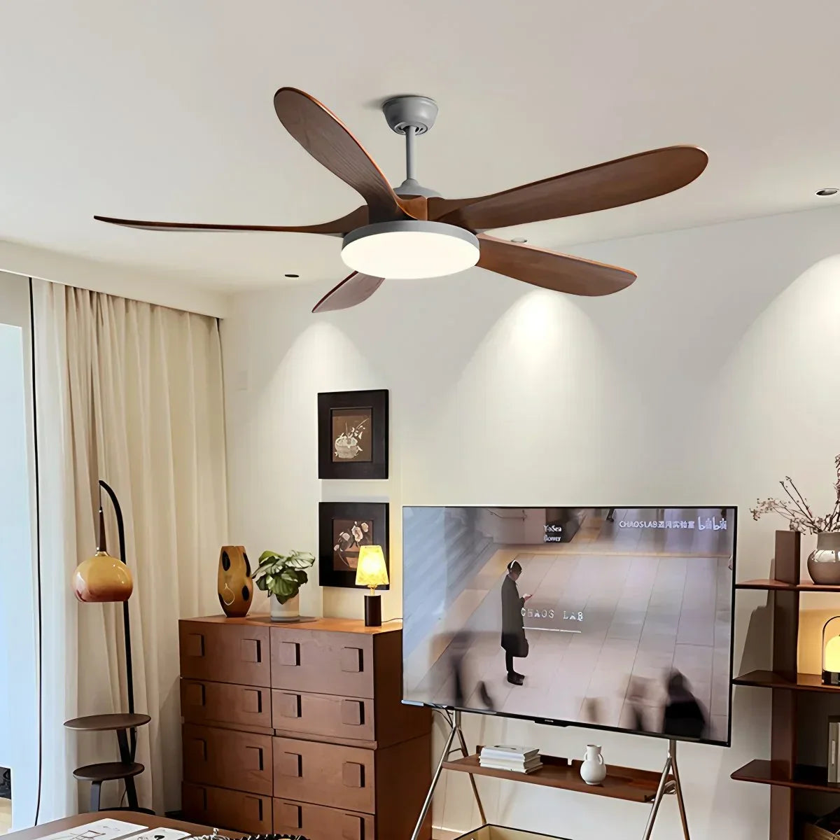 Deckenventilator mit 5 Holzblättern und Licht | Desfino