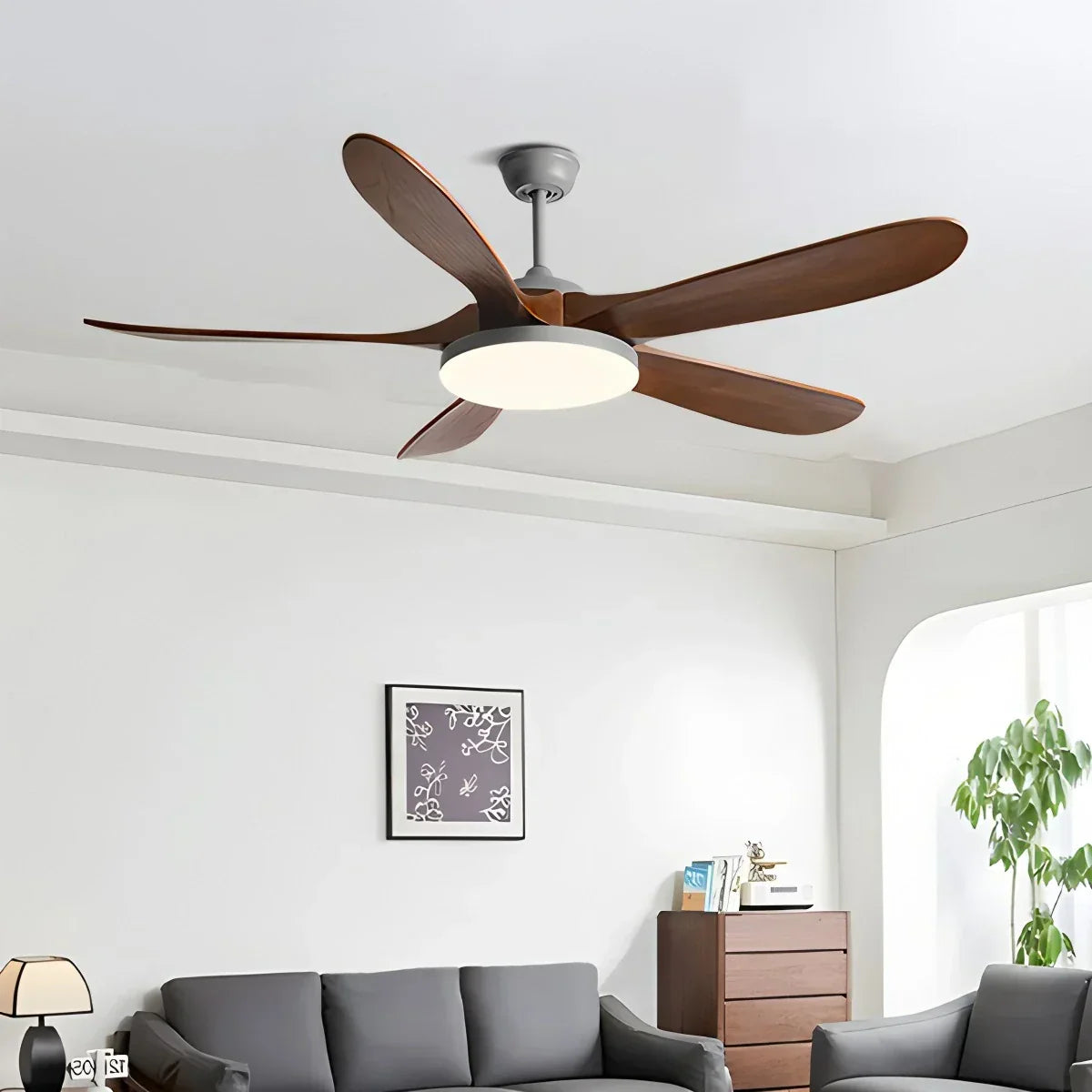 Deckenventilator mit 5 Holzblättern und Licht | Desfino