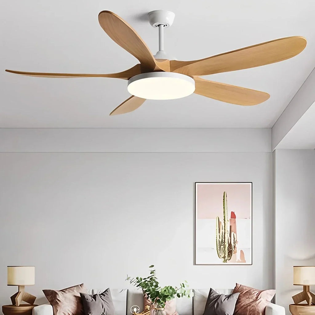 Deckenventilator mit 5 Holzblättern und Licht | Desfino