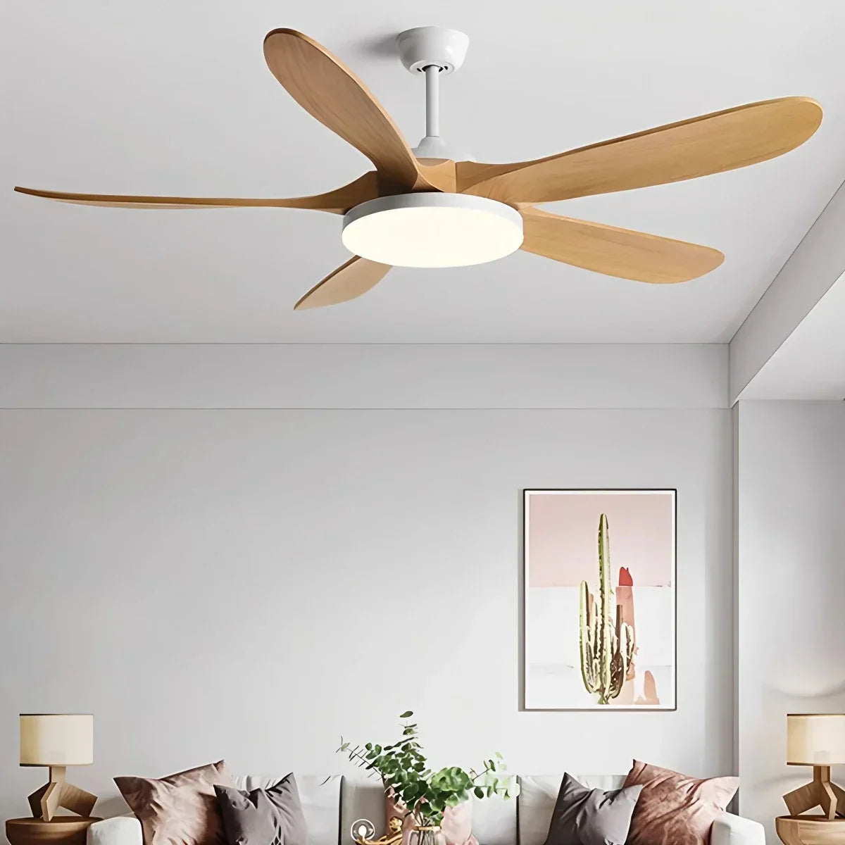 Deckenventilator mit 5 Holzblättern und Licht | Desfino
