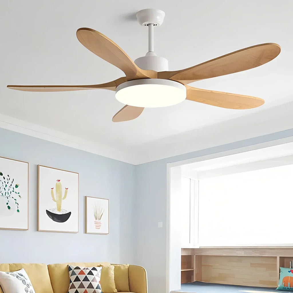 Deckenventilator mit 5 Holzblättern und Licht | Desfino