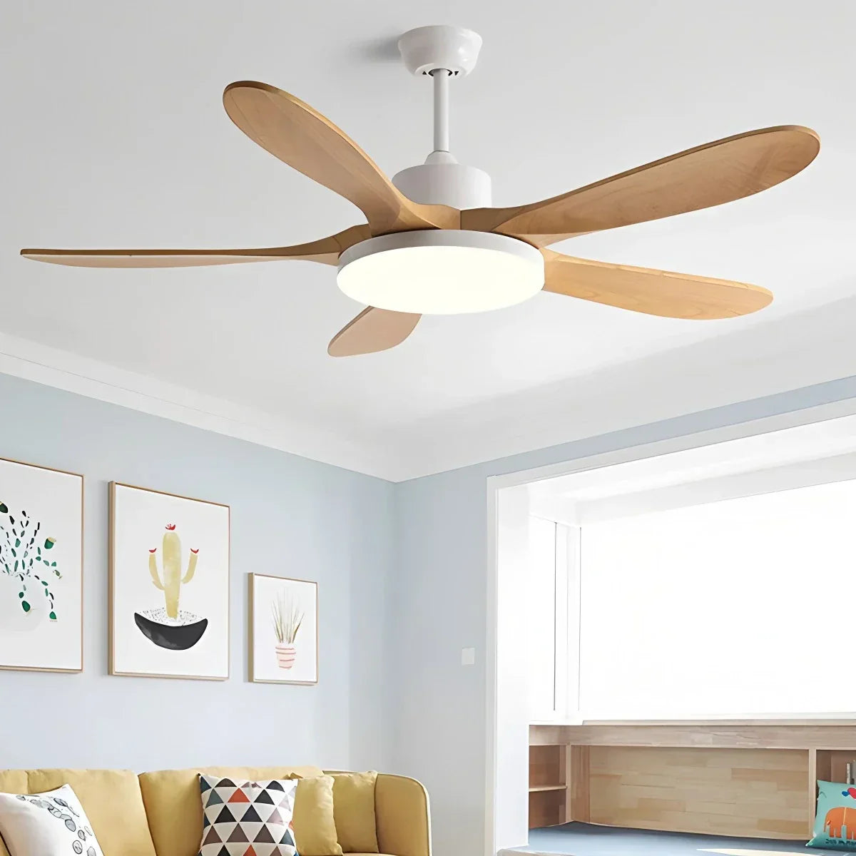 Deckenventilator mit 5 Holzblättern und Licht | Desfino