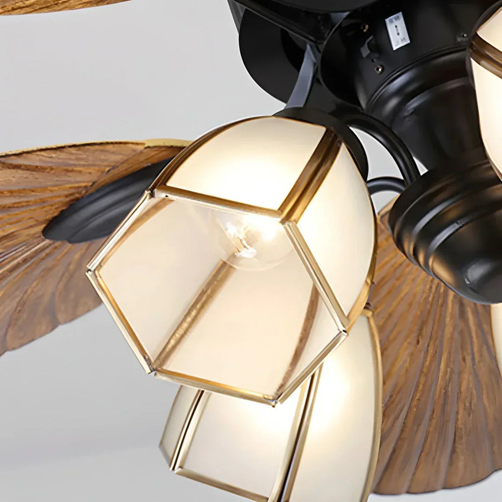 Tropical Palm Leaves Ceiling Fan with Light | Desfino