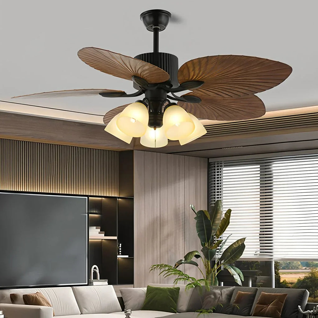 Tropical Palm Leaves Ceiling Fan with Light | Desfino