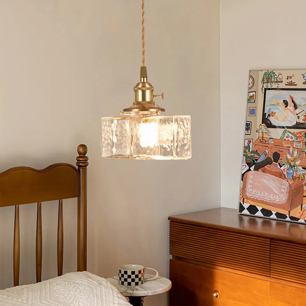 Verglas Clear Glass Pendant Light for Bedroom | Desfino