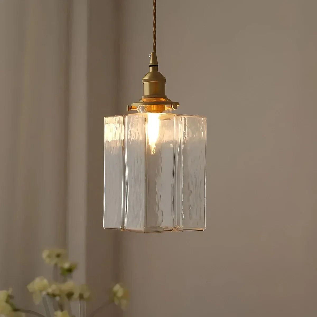 Verglas Clear Glass Pendant Light for Bedroom | Desfino