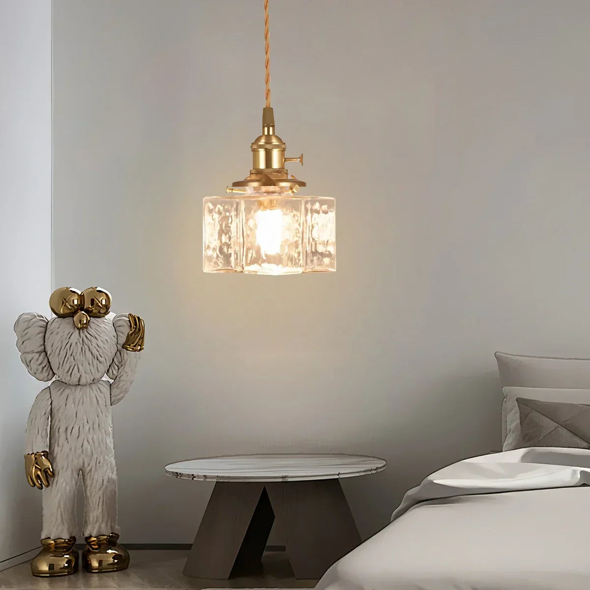Verglas Clear Glass Pendant Light for Bedroom | Desfino