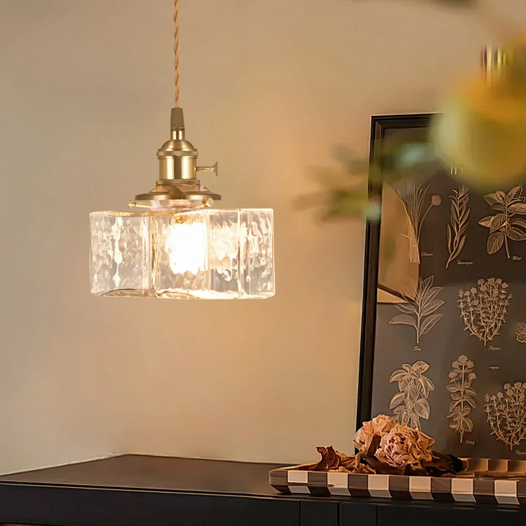 Verglas Clear Glass Pendant Light for Bedroom | Desfino