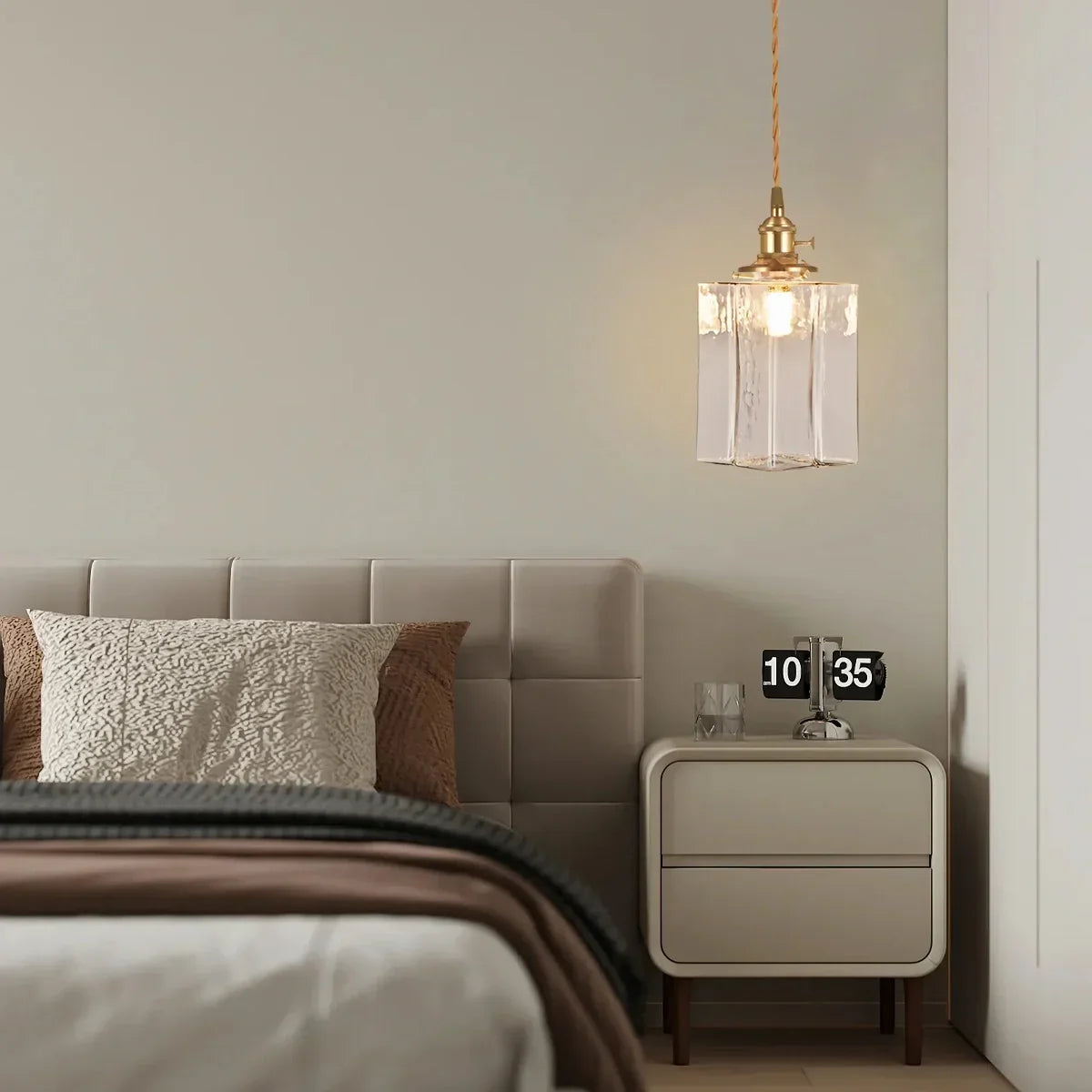 Verglas Clear Glass Pendant Light for Bedroom | Desfino