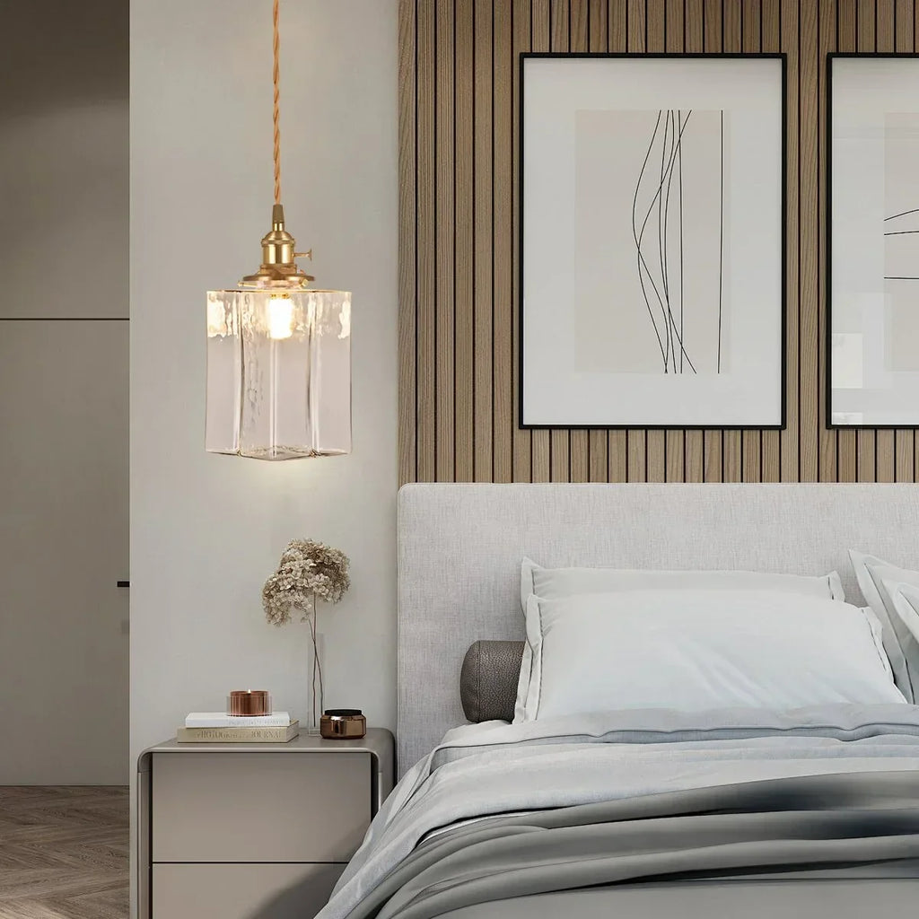 Verglas Clear Glass Pendant Light for Bedroom | Desfino