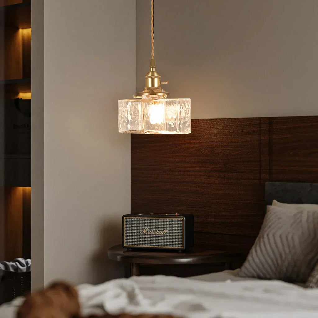 Verglas Clear Glass Pendant Light for Bedroom | Desfino