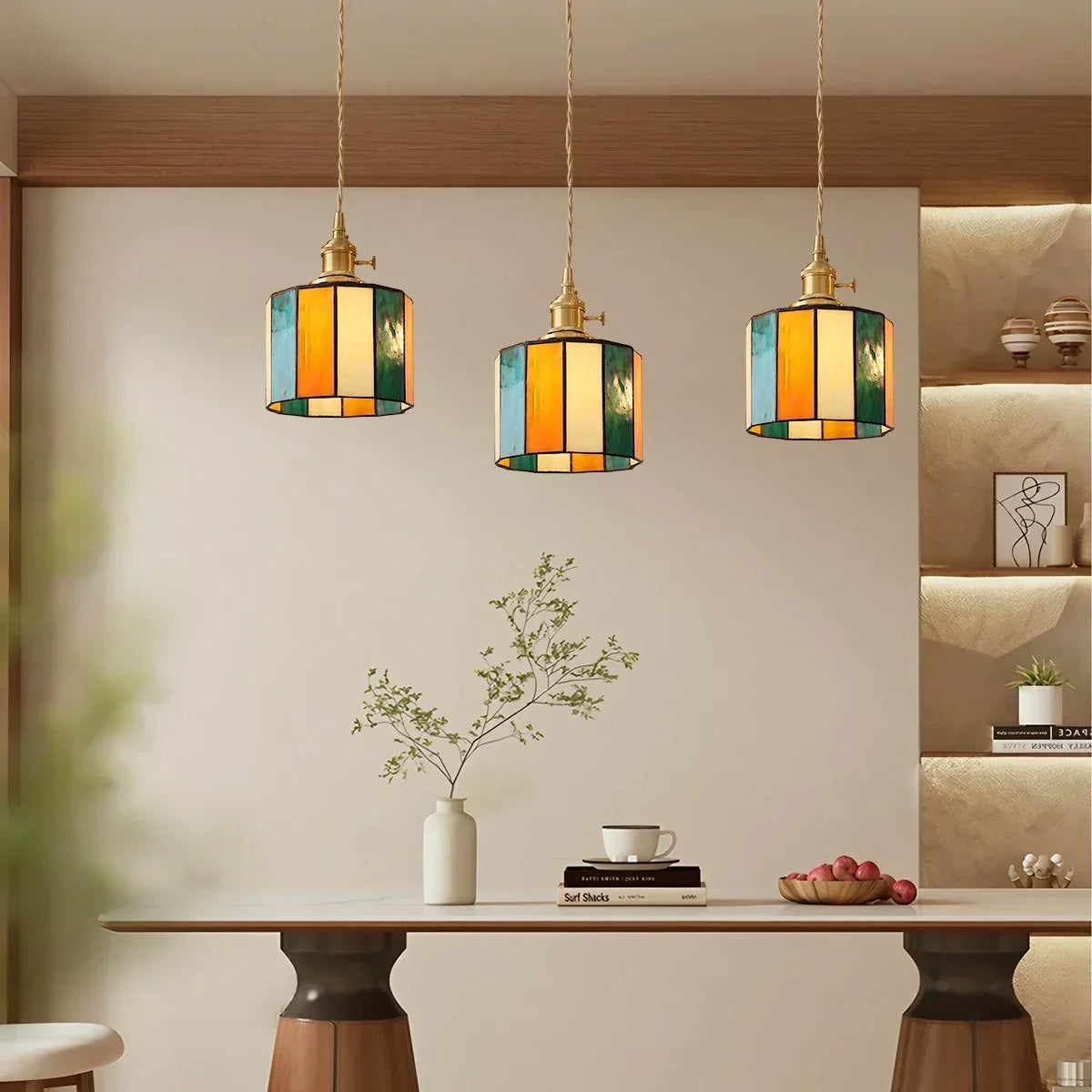 Vintage Brass Glass Pendant Light | Desfino
