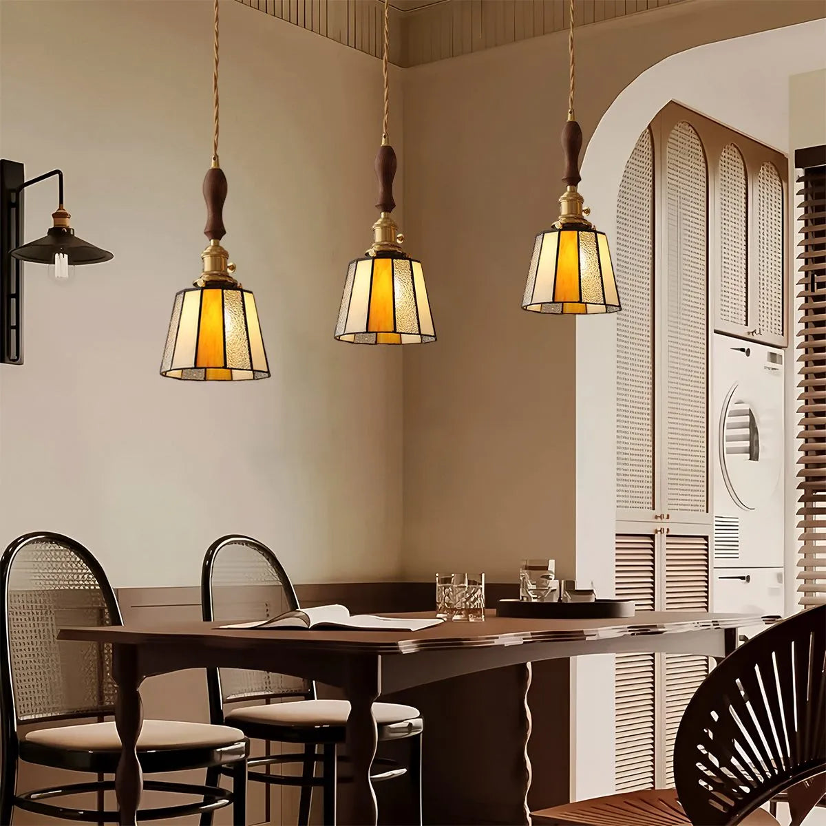 Vintage Brass Glass Pendant Light | Desfino