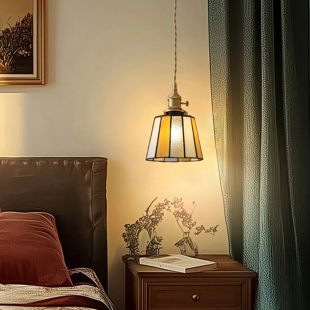 Vintage Brass Glass Pendant Light | Desfino