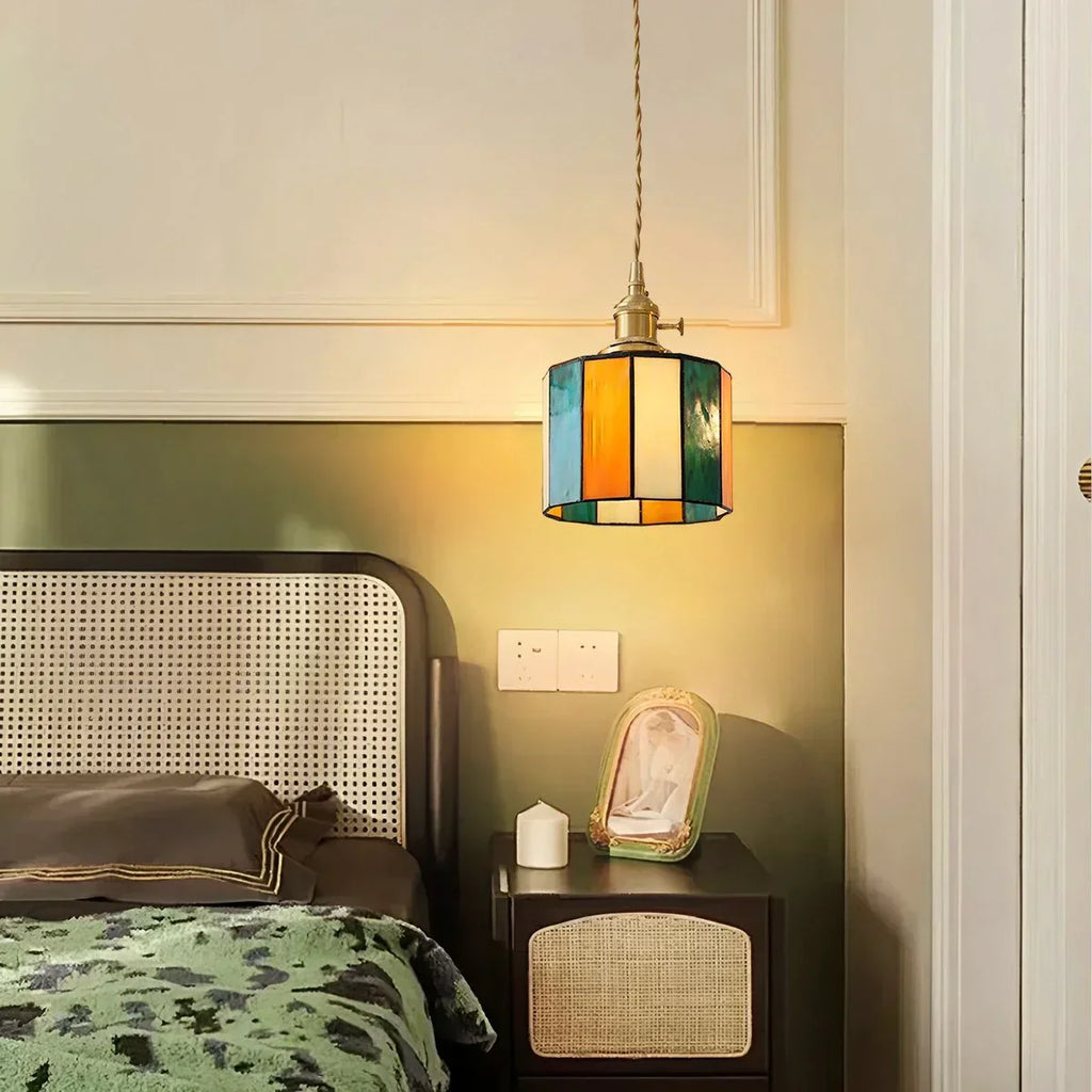Vintage Brass Glass Pendant Light | Desfino