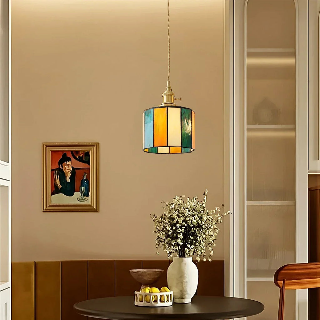 Vintage Brass Glass Pendant Light | Desfino