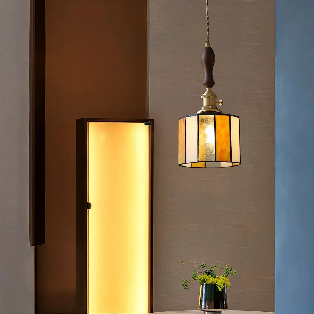 Vintage Brass Glass Pendant Light | Desfino