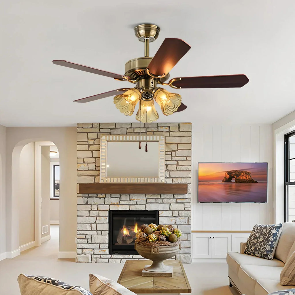 Vintage-Deckenventilator mit Licht für das Esszimmer | Desfino