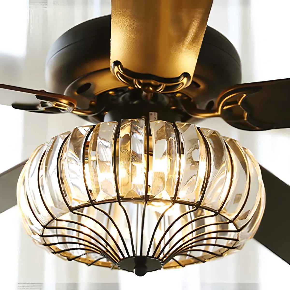 Vintage Crystal Ceiling Fan with Light | Desfino