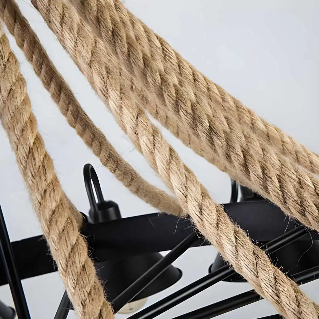 Vintage Industrial Rope Chandelier for Dining Area | Desfino