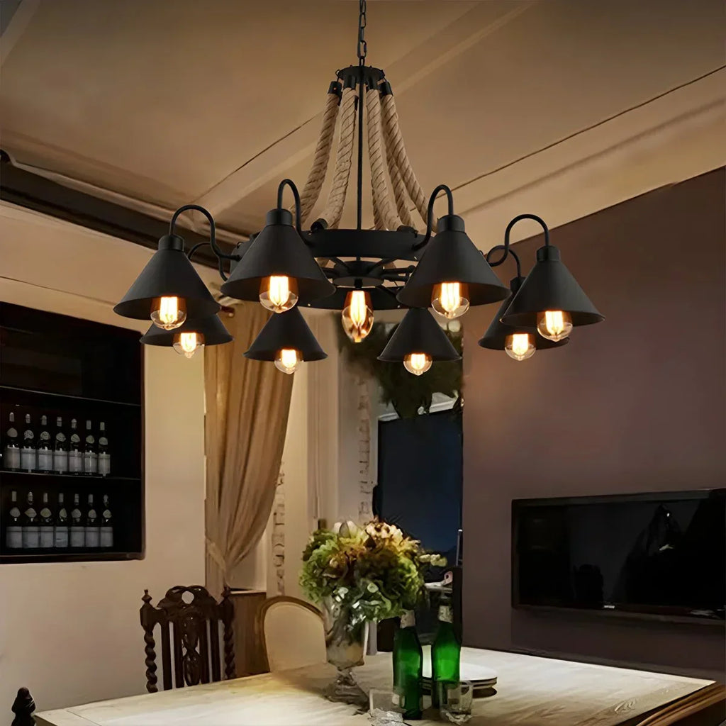 Vintage Industrial Rope Chandelier for Dining Area | Desfino