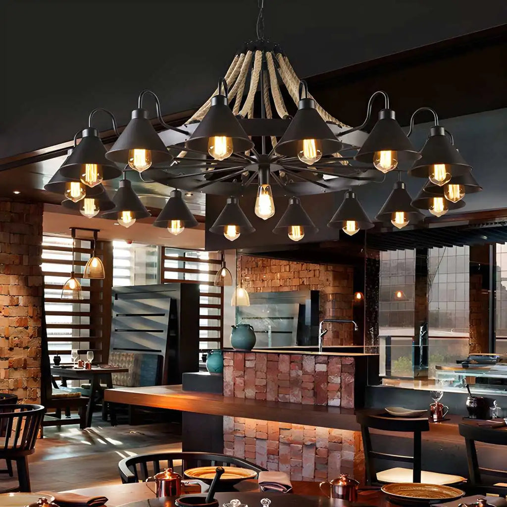 Vintage Industrial Rope Chandelier for Dining Area | Desfino