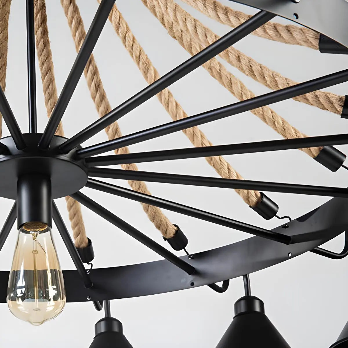 Vintage Industrial Rope Chandelier for Dining Area | Desfino