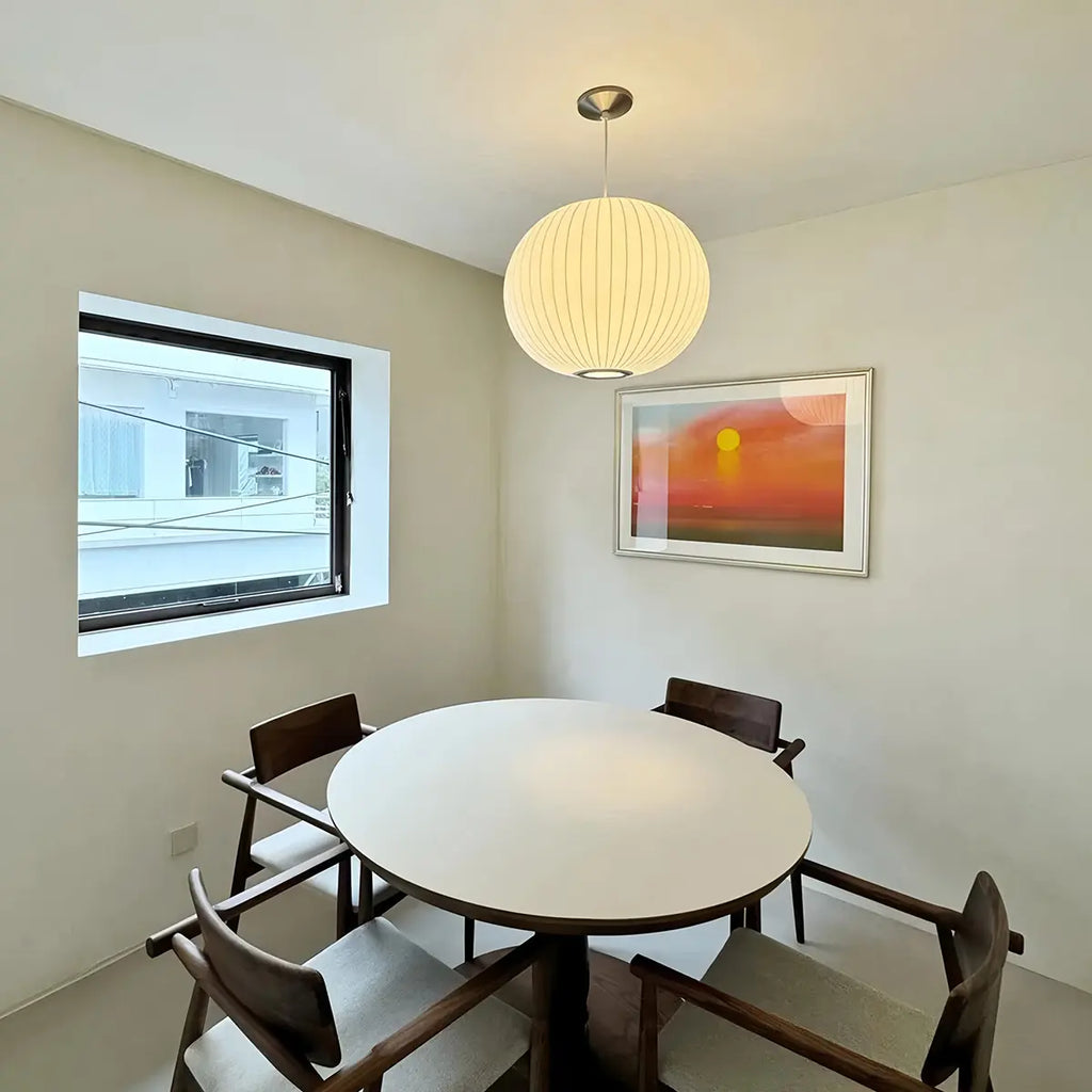 Vintage-LED-Pendelleuchte aus Seide in Laternenform | Desfino