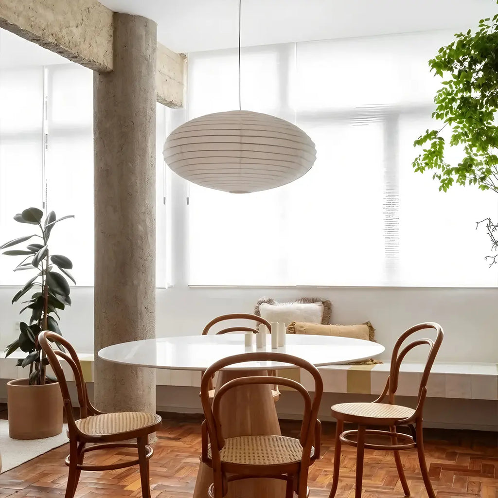 Vintage-LED-Pendelleuchte aus Seide in Laternenform | Desfino